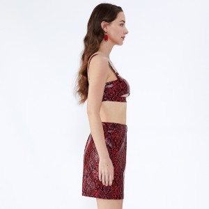 Leopard Printed Halter Σύντομη σέξι γυναικεία ενδυμασία γυναικεία ενδυμασία Δύο κομμάτι σύνολο