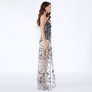 Καθαρό Νήματα Thin Floral Sexy Διαφανή Maxi Βραδινά Φορέματα JCGJ190315078