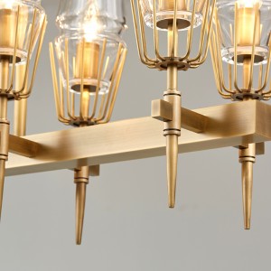 Σκανδιναβική απλή προσωπικότητα γυαλί σιδήρου μακρύ εστιατόριο πολυέλαιος Km2145