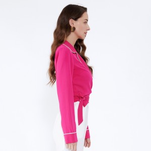 Τελευταία σχέδια Ελέγξτε Γυναίκα Loose Ριγέ Chiffon Μπλούζα