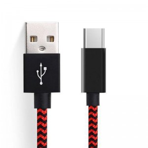 Tpye -C σε USB Stripe νάυλον καλώδιο δεδομένων