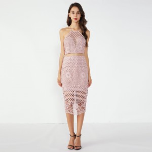 Ροζ Σφιχτή Εικόνες Σέξι κορίτσι φόρεμα δύο κομμάτι