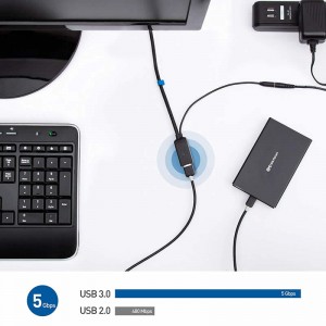 Καλώδιο επέκτασης USB 3.0 Καλώδιο επανάληψης ενισχυτή σήματος αρσενικού έως θηλυκού σήματος με προσαρμογέα τροφοδοσίας 5V / 2A