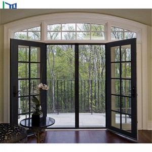 Διπλό γυαλισμένο γυαλί αλουμινίου με αρθρωτή πόρτα Σχεδιασμός κήπου Swing Γαλλικές πόρτες εξωτερικές πόρτες μεντεσέδες