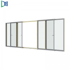 LYS 120 Ανυψωτική και συρόμενη πόρτα με διπλό τζάμι για πολυουρεθάνη πολυουρεθάνης