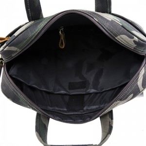 17SG-6639D Δημοφιλή πολυτέλεια έθιμο καμβά καμουφλάζ με γνήσιο δέρμα αγελάδας χαρτοφύλακα Κίνα χονδρικής