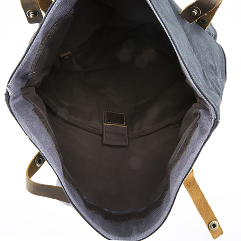 18SC-6776M Προσαρμοσμένη τσάντα σακίδιο καμβά με γνήσια δερμάτινη τσέπη οργανωτή τσέπης για φοιτητές