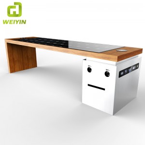 Ηλιακός θερμοσίφωνας Έπιπλα κήπου από αλουμίνιο κήπο με USB και ασύρματο φορτιστή τηλεφώνου