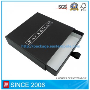 Μαύρο άκαμπτο κιβώτιο συρταριού από χαρτόνι