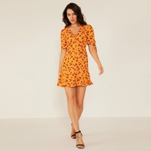 Εργοστάσιο επαγγελματικών γυναικών Oem καλοκαιρινά περιστασιακά Swing Floral Print Dress