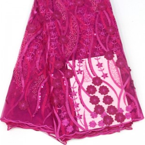 3d λουλούδι δαντέλα με πούλιες Υψηλής ποιότητας αφρικανική γαλλική υφασμάτινη δαντέλα για το γαμήλιο ύφασμα δαντέλα κεντήματος δ...