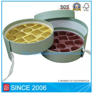 Πολυτελή άκαμπτο στρογγυλό κουτί σοκολάτας με διπλά στρώματα