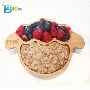 Νέος Σχεδιασμός Βρεφικά Σκεύη Παιδικό Πιάτο Διατροφής Πιάτο και Κουτάλι Διαχωρισμένο Μείνετε Τοποθετήστε Αναρρόφηση Πιάτο Μπαμ...