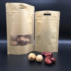 Κραφτ Χαρτί Stand Up Pouch with Ziplock and die cut handle for nucks and jujujujubee and other dry fruits