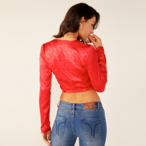 Γυναικεία Γυναικεία Καλοκαιρινά Καλοκαιρινά Κόκκινα Tie-Up Sexy Floral Εκτύπωση Top Ρούχα Μπλούζα Oem