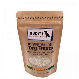 Φερμουάρ χαρτιού φερμουάρ Kraft stand up σακουλάκια με παράθυρο για σκυλί αντιμετωπίζει