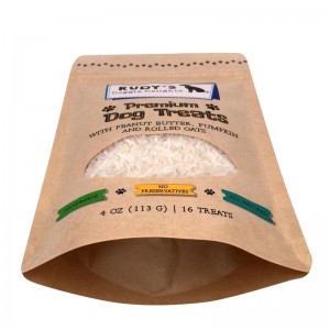 Φερμουάρ χαρτιού φερμουάρ Kraft stand up σακουλάκια με παράθυρο για σκυλί αντιμετωπίζει