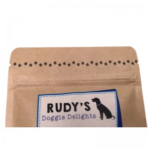 Φερμουάρ χαρτιού φερμουάρ Kraft stand up σακουλάκια με παράθυρο για σκυλί αντιμετωπίζει