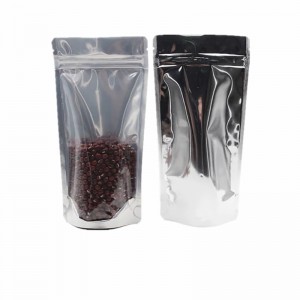 Πλαστική σακούλα συσκευασίας τροφίμων με μπροστινή σαφήνεια με αυτοκόλλητο φερμουάρ