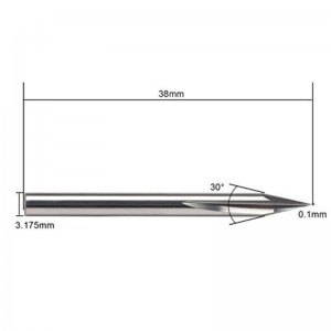 Μέταλλο κοπής μετάλλων, EnPoint 30 βαθμών V Στερεά άκρα σκληρού άκρου με κωνικό άκρο Βαφή κοπής CNC με αυλακώσεις 2 αυλακώσεων 1/8 \"3.175mm Στ...