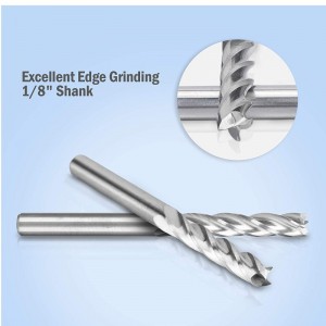 CNC End Mill 1/8 Bush Router 1 8 Στέλεχος 4-φλάουτο Σπειροειδής Εργαλείο κοπής Εργαλείο κοπής ξύλου Tungsten Steel 17mm CEL, 38.5mm OAL για Ακρυλικό MDF Πλάτος Π...