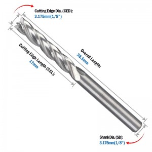 CNC End Mill 1/8 Bush Router 1 8 Στέλεχος 4-φλάουτο Σπειροειδής Εργαλείο κοπής Εργαλείο κοπής ξύλου Tungsten Steel 17mm CEL, 38.5mm OAL για Ακρυλικό MDF Πλάτος Π...