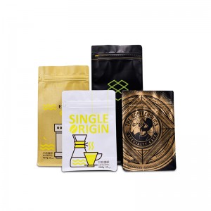 250g φύλλο αλουμινίου τσάντα καφέ επίπεδη βάση οκτώ πλευρικά σφραγισμένο σακκουλάκι με φερμουάρ κλειδαριά