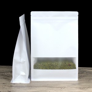 Λευκό χαρτί Συσκευασία τσάντα Frosted παράθυρο stand up side gusset Φερμουάρ Τσάντες συσκευασίας Zip Lock πακέτο λιανικής πώλησης