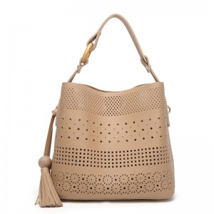 Χονδρική Hollow Out Μονόφυλλη PU δερμάτινη τσάντα αγορών με φούντες