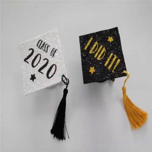 Λευκό καπάκι Grad με Διαφορά Χρώμα Glitter Graduation Party Hat