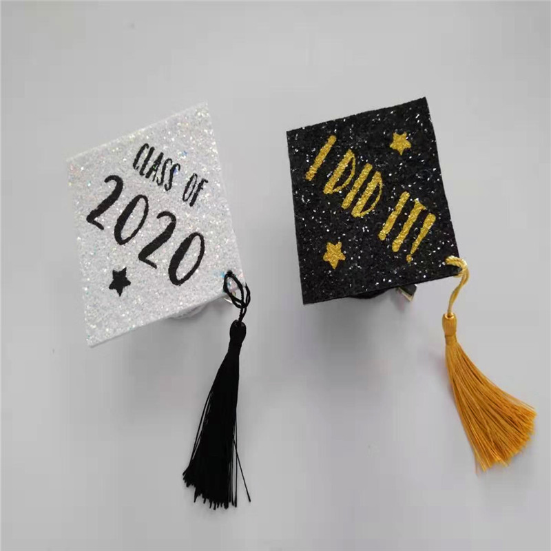 Λευκό καπάκι Grad με Διαφορά Χρώμα Glitter Graduation Party Hat