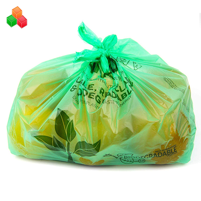 Προσαρμοσμένο προσαρμοσμένο λογότυπο χρωματισμένο μη τοξικό 100% λιπασματοποιήσιμο βιοαποικοδομήσιμο pe + d2w πλαστικό απορριμμάτων απορριμμάτων τσάντα για ψώνια roll