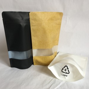 Ανακυκλώσιμο φράγμα PET / PE υψηλής αντοχής φερμουάρ με φερμουάρ για συσκευασία τροφίμων με παράθυρο