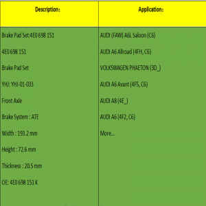 Τακάκια φρένων (OE: 4E0698151K)
