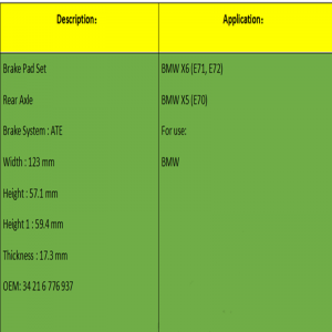 Τακάκια φρένων (OE: 34 21 6 776 937)