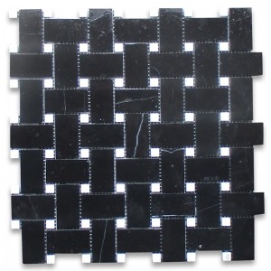 Nero marquina 1x3 μωσαϊκό πλακιδίων κεραμιδιών γυαλισμένο