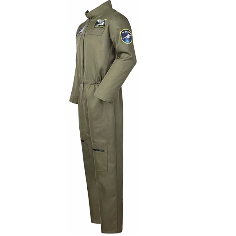 Ανδρικά πολεμικά αεροσκάφη πιλότος κοστούμι πτήσης jumpsuit κοστούμι για ενήλικες με κεντημένα μπαλώματα και τσέπες