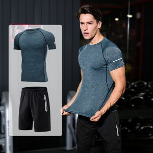 FDMM003-3 Κοστούμι ανδρικής Fitness, T-shirt + Loose Shorts + Σφιχτά παντελόνια για τρέξιμο