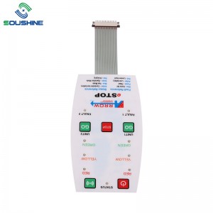 Διακόπτης μεμβράνης με LED και ανάγλυφο κουμπί, λύση γυαλιστερή επιφάνεια