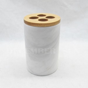 Λευκό μάρμαρο με εξαρτήματα από ξύλο εξαρτήματα μπάνιου που