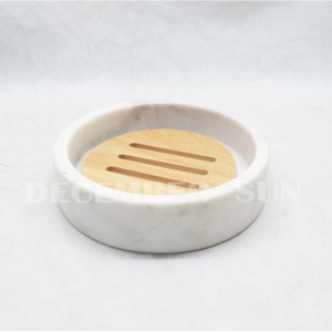 Λευκό μάρμαρο με εξαρτήματα από ξύλο εξαρτήματα μπάνιου που