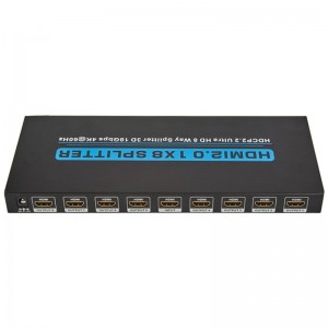 V2.0 HDMI 1x8 Splitter Υποστήριξη 3D Ultra HD 4Kx2K @ 60Hz HDCP2.2