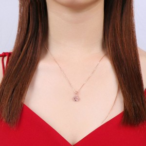 925 ασήμι αυξήθηκε χρυσό κρεμαστό μαλακό ροζ κολιέ κολιέ κολιέ καρδιά