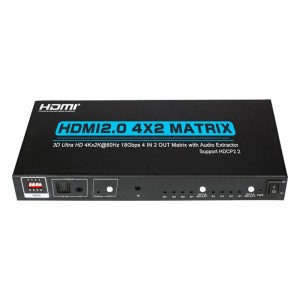 V2.0 Υποστήριξη Matrix HDMI 4x2 Ultra HD 4Kx2K @ 60Hz HDCP2.2 18Gbps με Audio Extractor