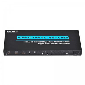 V2.0 Υποστήριξη Switch KVM 4x1 HDMI Ultra HD 4Kx2K @ 60Hz HDCP2.2 18Gbps Κάρτα Ήχου & USB Hub