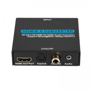 V2.0 Εξαγωγή ήχου HDMI HDMI to HDMI + Μετατροπέας ήχου Υποστήριξη 3D Ultra HD 4Kx2K @ 60Hz HDCP 2,2 18Gbps