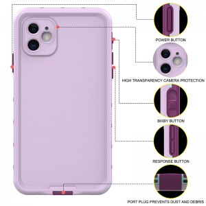 iphone 11 αδιάβροχο κιβώτιο iphone πλήρως αδιάβροχο iphone 11 case αδιάβροχο (μωβ) με συμπαγές χρώμα πίσω κάλυμμα