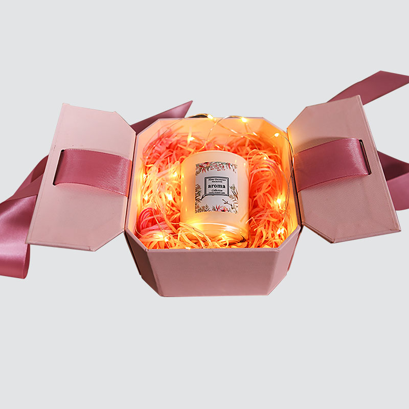 Ροζ Γλυκό Bowknot Κουτί δώρου σε σχήμα κερί Candle Cup Σοκολάτα έξοχο κουτί δώρου