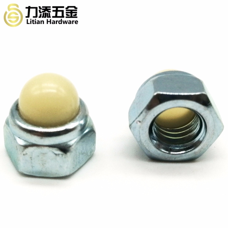 Υψηλής ποιότητας DIN986 ψευδαργυροποιημένο με M3-M12 ανθρακικό χάλυβα Nylon hex cap nut