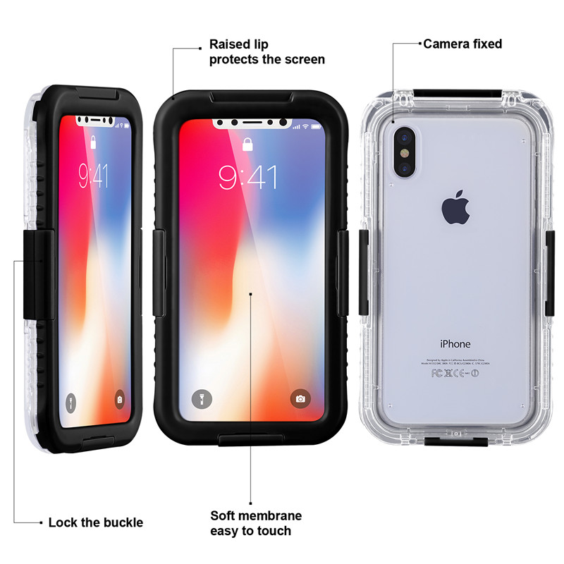 Αδιάβροχη θήκη κινητού iphone XS αδιάβροχη θήκη φθηνή θήκη iphone περίπτωση (Μαύρο)
